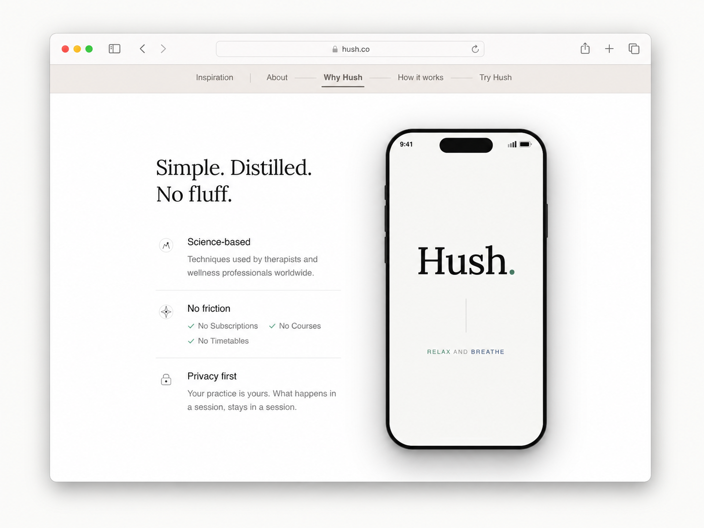 Hush app screenshot